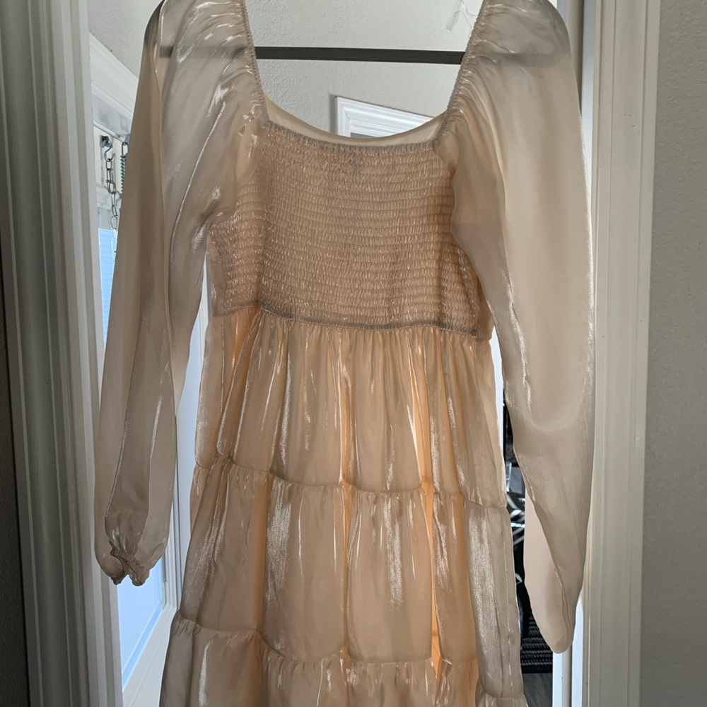 Stylish Cream Sheer Dress